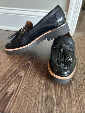 Franco Sarto Black Patent Tassel Loafers